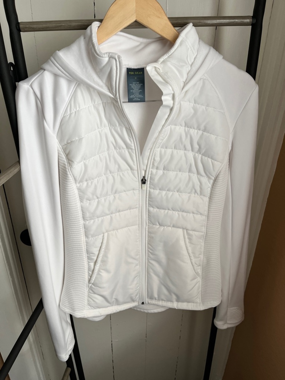 tek gear White Quilted Hooded Active Jacket